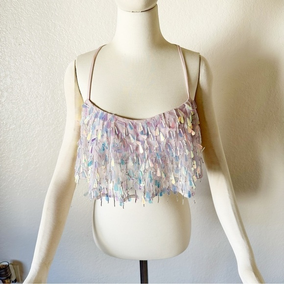 Majorelle Mallory Embellished Crop Top in Silver size S - Picture 3 of 8
